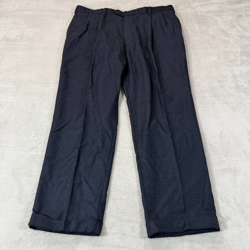 Brooks Brothers 346 Pants Mens 38x29 Gray Flannel Raised Wool Flat Dress Slacks